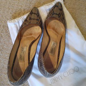 Taupe Grey Snakeskin Jimmy Choo Romy 85 pumps Size 39 1/2